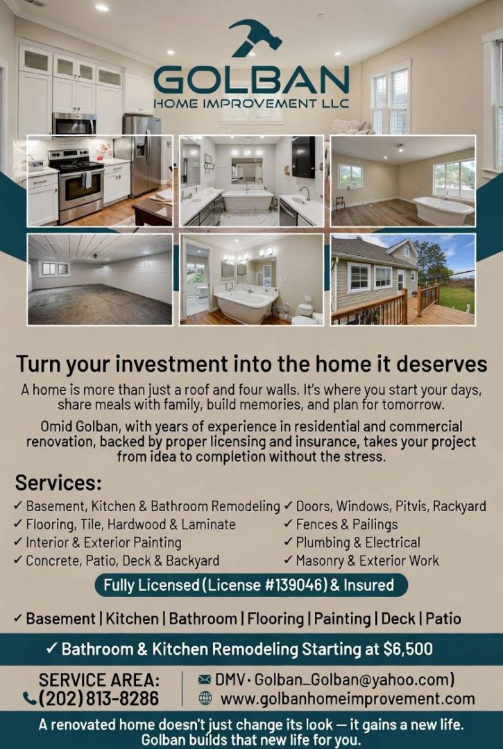 گلبان هوم ایمپروومنت | Golban Home Improvement – Home Improvement Services in DMV